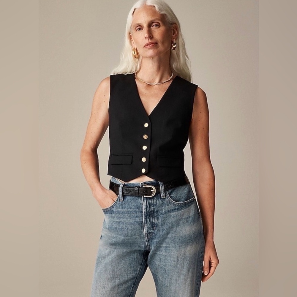J.CREW Classic vest in Italian bi stretch wool blend || Size 12 || BLACK